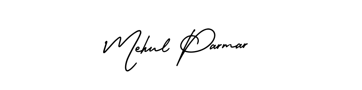 This is the best signature style for the Mehul Parmar name. Also you like these signature font (AmerikaSignatureDemo-Regular). Mix name signature. Mehul Parmar signature style 3 images and pictures png