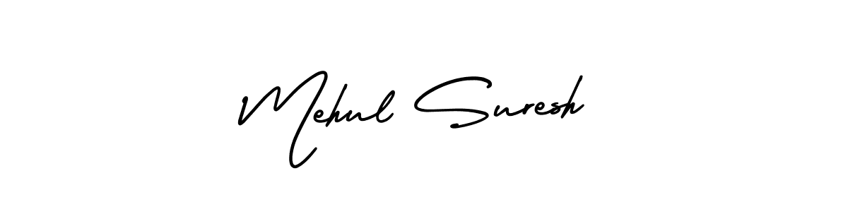 The best way (AmerikaSignatureDemo-Regular) to make a short signature is to pick only two or three words in your name. The name Mehul Suresh include a total of six letters. For converting this name. Mehul Suresh signature style 3 images and pictures png