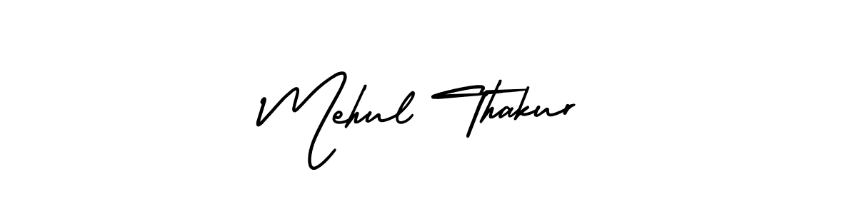 The best way (AmerikaSignatureDemo-Regular) to make a short signature is to pick only two or three words in your name. The name Mehul Thakur include a total of six letters. For converting this name. Mehul Thakur signature style 3 images and pictures png