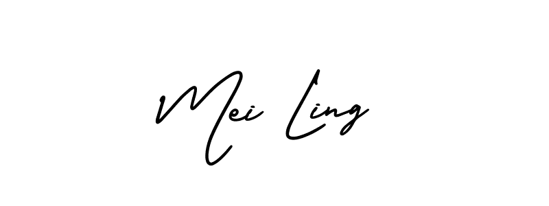 How to make Mei Ling name signature. Use AmerikaSignatureDemo-Regular style for creating short signs online. This is the latest handwritten sign. Mei Ling signature style 3 images and pictures png