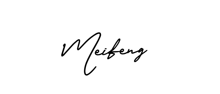 You should practise on your own different ways (AmerikaSignatureDemo-Regular) to write your name (Meifeng) in signature. don't let someone else do it for you. Meifeng signature style 3 images and pictures png