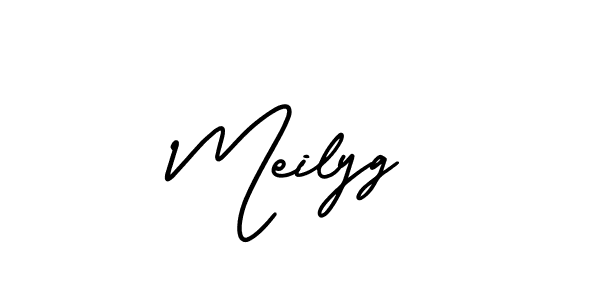 The best way (AmerikaSignatureDemo-Regular) to make a short signature is to pick only two or three words in your name. The name Meilyg include a total of six letters. For converting this name. Meilyg signature style 3 images and pictures png