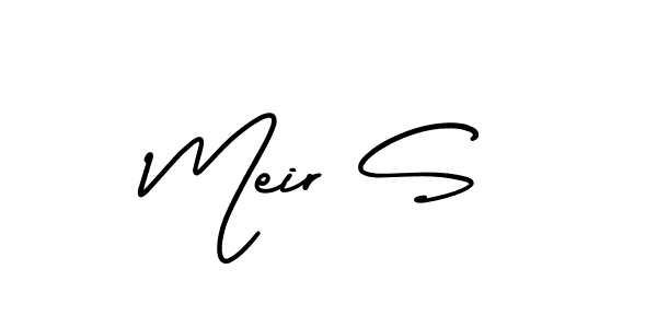 How to make Meir S name signature. Use AmerikaSignatureDemo-Regular style for creating short signs online. This is the latest handwritten sign. Meir S signature style 3 images and pictures png