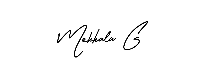 Mekhala G stylish signature style. Best Handwritten Sign (AmerikaSignatureDemo-Regular) for my name. Handwritten Signature Collection Ideas for my name Mekhala G. Mekhala G signature style 3 images and pictures png