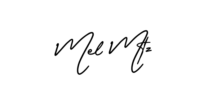 Mel Mtz stylish signature style. Best Handwritten Sign (AmerikaSignatureDemo-Regular) for my name. Handwritten Signature Collection Ideas for my name Mel Mtz. Mel Mtz signature style 3 images and pictures png