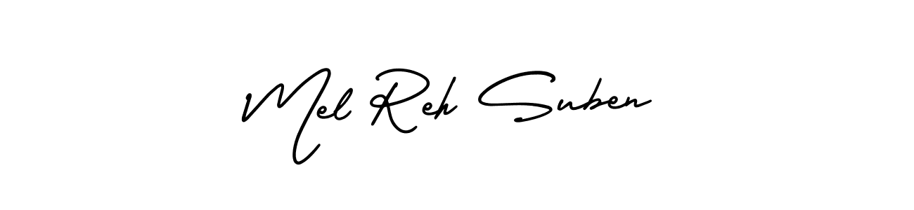 AmerikaSignatureDemo-Regular is a professional signature style that is perfect for those who want to add a touch of class to their signature. It is also a great choice for those who want to make their signature more unique. Get Mel Reh Suben name to fancy signature for free. Mel Reh Suben signature style 3 images and pictures png