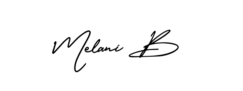 How to make Melani B name signature. Use AmerikaSignatureDemo-Regular style for creating short signs online. This is the latest handwritten sign. Melani B signature style 3 images and pictures png