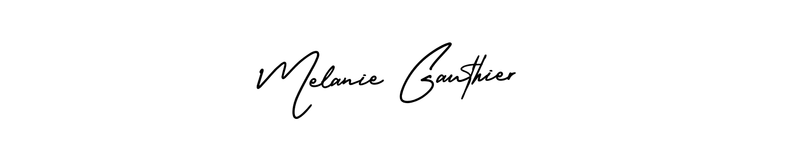 The best way (AmerikaSignatureDemo-Regular) to make a short signature is to pick only two or three words in your name. The name Melanie Gauthier include a total of six letters. For converting this name. Melanie Gauthier signature style 3 images and pictures png