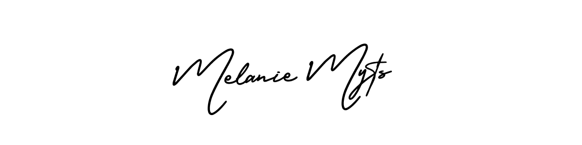 How to make Melanie Myts name signature. Use AmerikaSignatureDemo-Regular style for creating short signs online. This is the latest handwritten sign. Melanie Myts signature style 3 images and pictures png