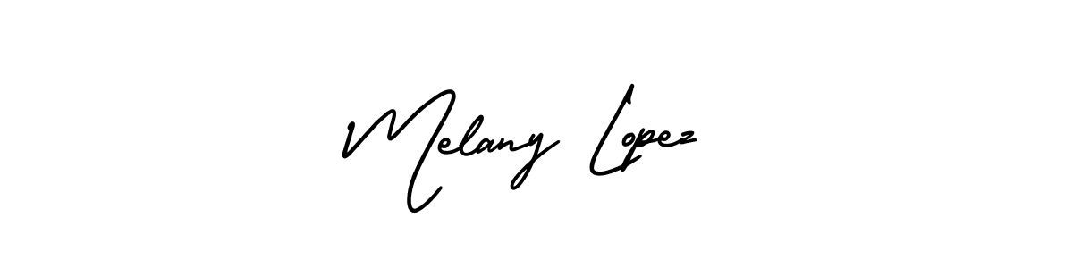 How to make Melany Lopez name signature. Use AmerikaSignatureDemo-Regular style for creating short signs online. This is the latest handwritten sign. Melany Lopez signature style 3 images and pictures png