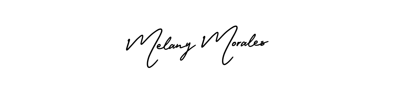 How to make Melany Morales name signature. Use AmerikaSignatureDemo-Regular style for creating short signs online. This is the latest handwritten sign. Melany Morales signature style 3 images and pictures png