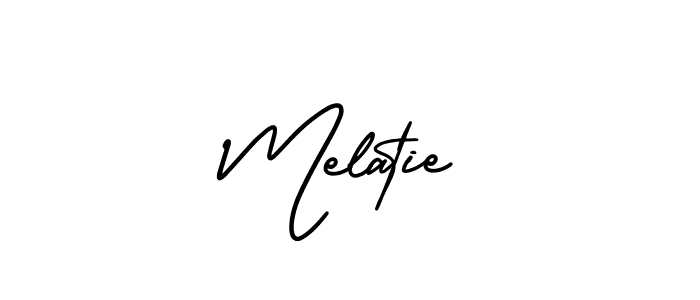 AmerikaSignatureDemo-Regular is a professional signature style that is perfect for those who want to add a touch of class to their signature. It is also a great choice for those who want to make their signature more unique. Get Melatie name to fancy signature for free. Melatie signature style 3 images and pictures png