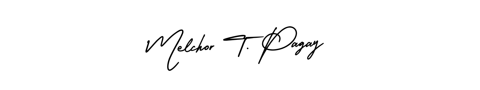 How to make Melchor T. Pagay signature? AmerikaSignatureDemo-Regular is a professional autograph style. Create handwritten signature for Melchor T. Pagay name. Melchor T. Pagay signature style 3 images and pictures png