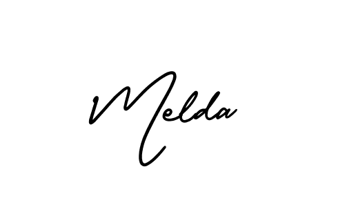 Use a signature maker to create a handwritten signature online. With this signature software, you can design (AmerikaSignatureDemo-Regular) your own signature for name Melda. Melda signature style 3 images and pictures png