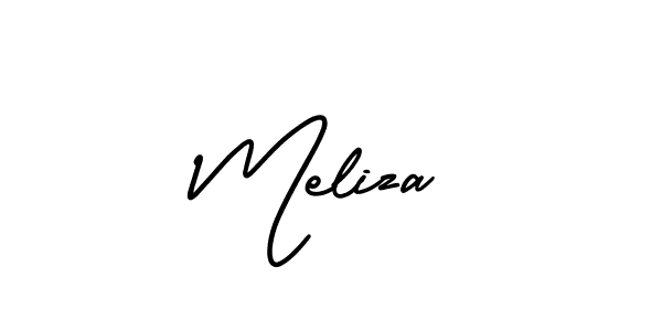Meliza stylish signature style. Best Handwritten Sign (AmerikaSignatureDemo-Regular) for my name. Handwritten Signature Collection Ideas for my name Meliza. Meliza signature style 3 images and pictures png