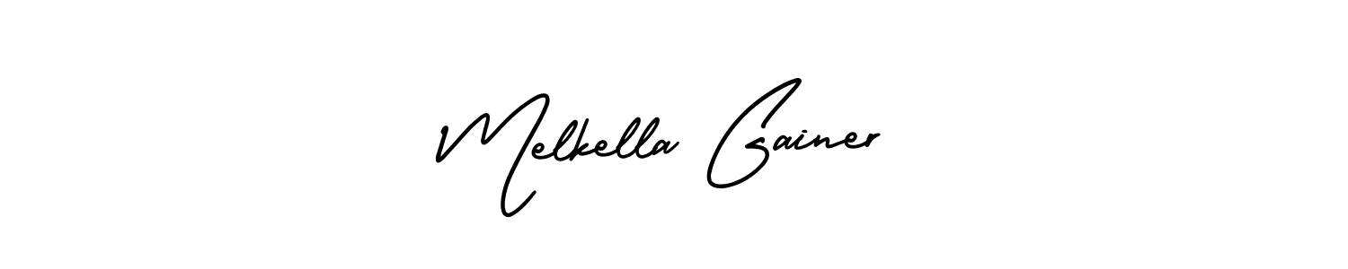 Design your own signature with our free online signature maker. With this signature software, you can create a handwritten (AmerikaSignatureDemo-Regular) signature for name Melkella Gainer. Melkella Gainer signature style 3 images and pictures png