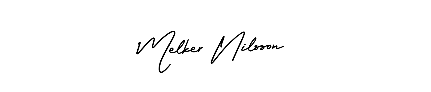 Create a beautiful signature design for name Melker Nilsson. With this signature (AmerikaSignatureDemo-Regular) fonts, you can make a handwritten signature for free. Melker Nilsson signature style 3 images and pictures png