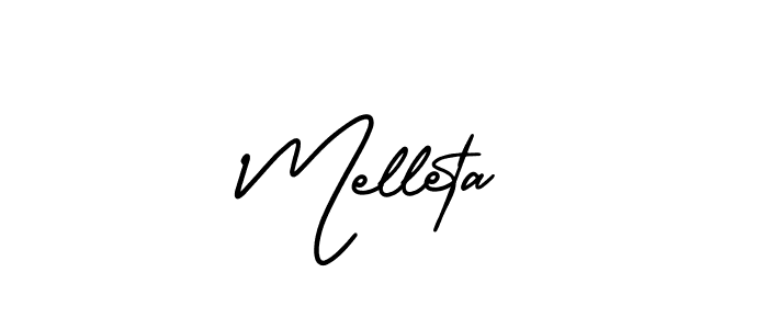 How to make Melleta name signature. Use AmerikaSignatureDemo-Regular style for creating short signs online. This is the latest handwritten sign. Melleta signature style 3 images and pictures png