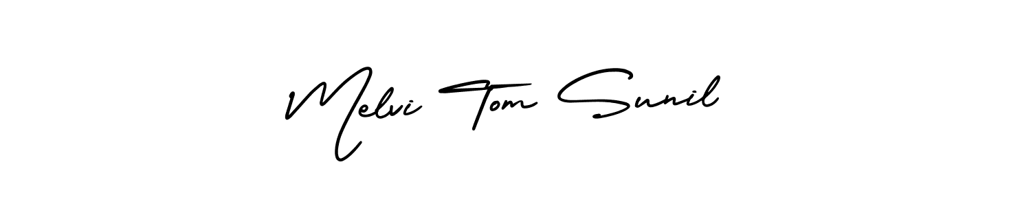 Make a beautiful signature design for name Melvi Tom Sunil. With this signature (AmerikaSignatureDemo-Regular) style, you can create a handwritten signature for free. Melvi Tom Sunil signature style 3 images and pictures png