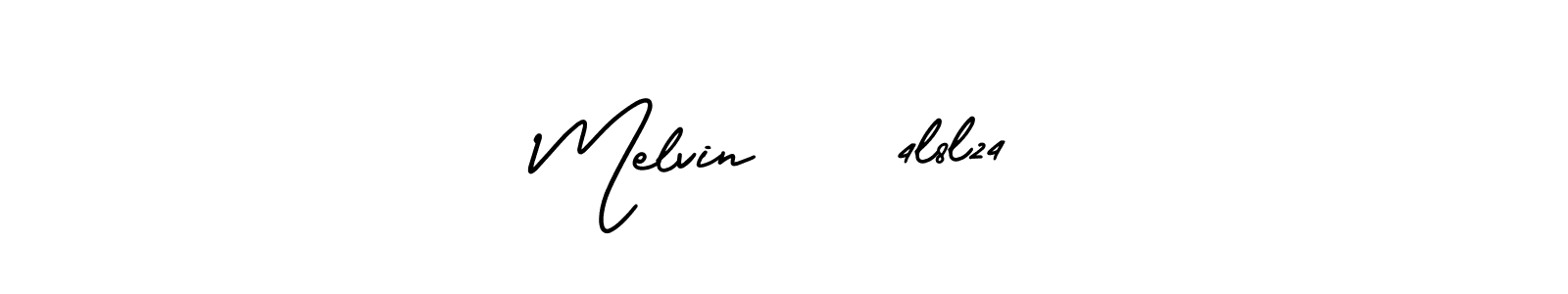 The best way (AmerikaSignatureDemo-Regular) to make a short signature is to pick only two or three words in your name. The name Melvin    4l8l24 include a total of six letters. For converting this name. Melvin    4l8l24 signature style 3 images and pictures png