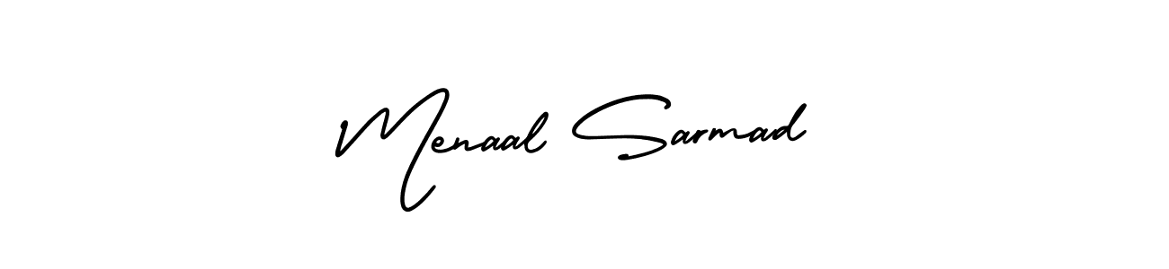 Create a beautiful signature design for name Menaal Sarmad. With this signature (AmerikaSignatureDemo-Regular) fonts, you can make a handwritten signature for free. Menaal Sarmad signature style 3 images and pictures png