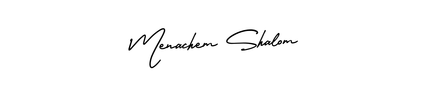 AmerikaSignatureDemo-Regular is a professional signature style that is perfect for those who want to add a touch of class to their signature. It is also a great choice for those who want to make their signature more unique. Get Menachem Shalom name to fancy signature for free. Menachem Shalom signature style 3 images and pictures png