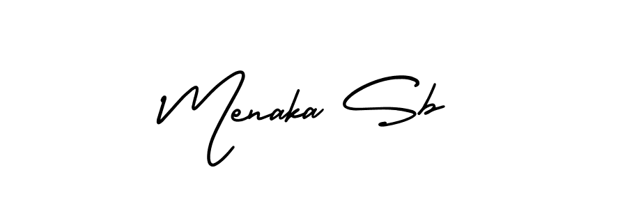 This is the best signature style for the Menaka Sb name. Also you like these signature font (AmerikaSignatureDemo-Regular). Mix name signature. Menaka Sb signature style 3 images and pictures png