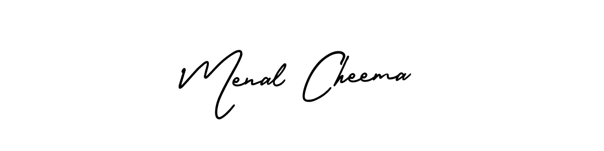 You should practise on your own different ways (AmerikaSignatureDemo-Regular) to write your name (Menal Cheema) in signature. don't let someone else do it for you. Menal Cheema signature style 3 images and pictures png