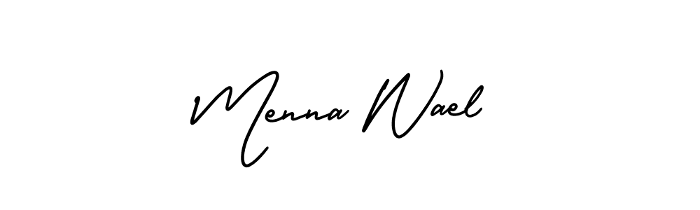 How to Draw Menna Wael signature style? AmerikaSignatureDemo-Regular is a latest design signature styles for name Menna Wael. Menna Wael signature style 3 images and pictures png