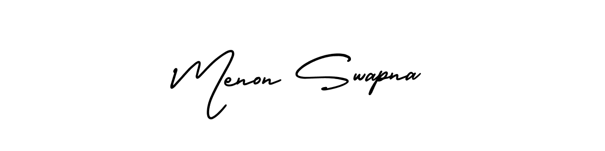 You should practise on your own different ways (AmerikaSignatureDemo-Regular) to write your name (Menon Swapna) in signature. don't let someone else do it for you. Menon Swapna signature style 3 images and pictures png