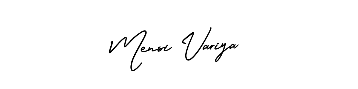 It looks lik you need a new signature style for name Mensi Variya. Design unique handwritten (AmerikaSignatureDemo-Regular) signature with our free signature maker in just a few clicks. Mensi Variya signature style 3 images and pictures png