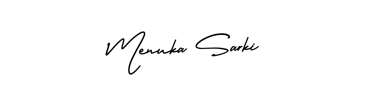 Make a beautiful signature design for name Menuka Sarki. With this signature (AmerikaSignatureDemo-Regular) style, you can create a handwritten signature for free. Menuka Sarki signature style 3 images and pictures png