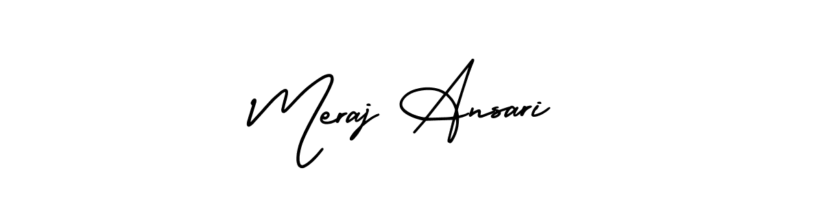 This is the best signature style for the Meraj Ansari name. Also you like these signature font (AmerikaSignatureDemo-Regular). Mix name signature. Meraj Ansari signature style 3 images and pictures png