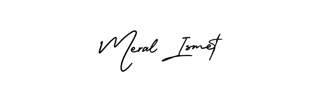 How to make Meral Ismet name signature. Use AmerikaSignatureDemo-Regular style for creating short signs online. This is the latest handwritten sign. Meral Ismet signature style 3 images and pictures png