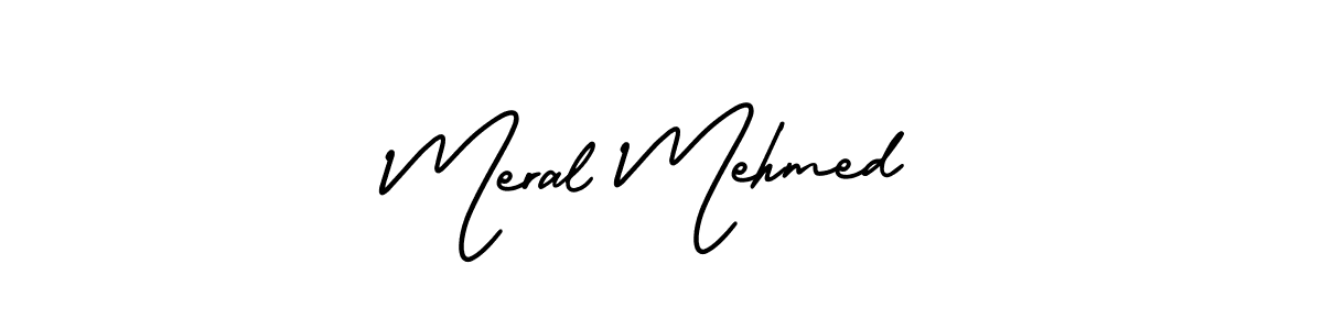 How to make Meral Mehmed name signature. Use AmerikaSignatureDemo-Regular style for creating short signs online. This is the latest handwritten sign. Meral Mehmed signature style 3 images and pictures png