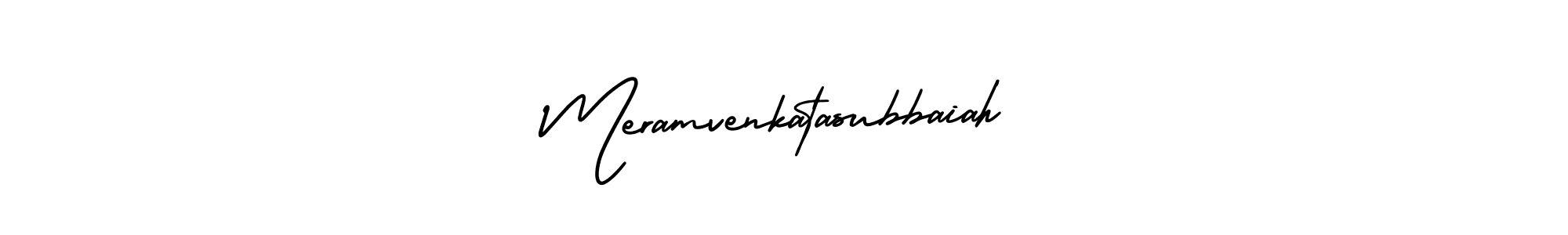 How to make Meramvenkatasubbaiah name signature. Use AmerikaSignatureDemo-Regular style for creating short signs online. This is the latest handwritten sign. Meramvenkatasubbaiah signature style 3 images and pictures png