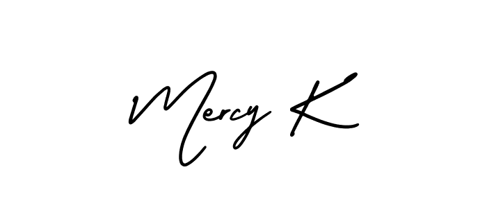 The best way (AmerikaSignatureDemo-Regular) to make a short signature is to pick only two or three words in your name. The name Mercy K include a total of six letters. For converting this name. Mercy K signature style 3 images and pictures png