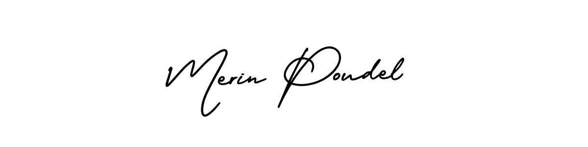 Create a beautiful signature design for name Merin Poudel. With this signature (AmerikaSignatureDemo-Regular) fonts, you can make a handwritten signature for free. Merin Poudel signature style 3 images and pictures png