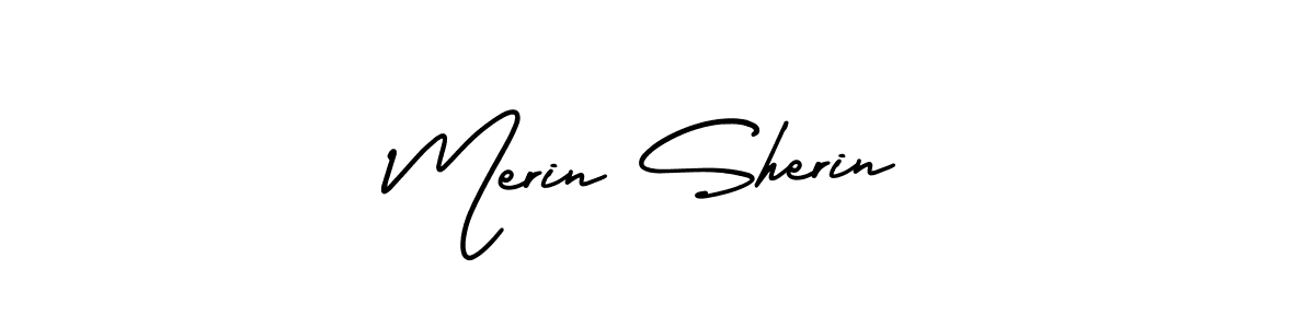 Merin Sherin stylish signature style. Best Handwritten Sign (AmerikaSignatureDemo-Regular) for my name. Handwritten Signature Collection Ideas for my name Merin Sherin. Merin Sherin signature style 3 images and pictures png