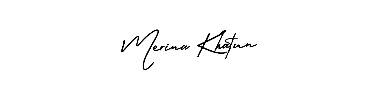Also You can easily find your signature by using the search form. We will create Merina Khatun name handwritten signature images for you free of cost using AmerikaSignatureDemo-Regular sign style. Merina Khatun signature style 3 images and pictures png