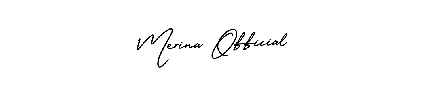 Create a beautiful signature design for name Merina Official. With this signature (AmerikaSignatureDemo-Regular) fonts, you can make a handwritten signature for free. Merina Official signature style 3 images and pictures png