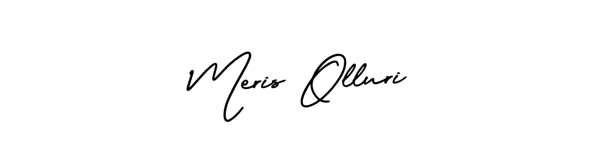 The best way (AmerikaSignatureDemo-Regular) to make a short signature is to pick only two or three words in your name. The name Meris Olluri include a total of six letters. For converting this name. Meris Olluri signature style 3 images and pictures png
