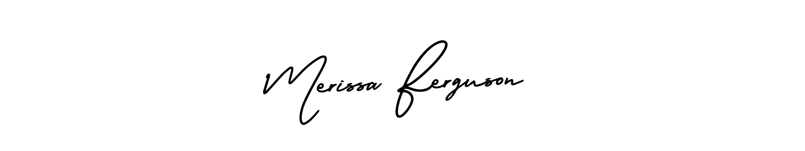 You should practise on your own different ways (AmerikaSignatureDemo-Regular) to write your name (Merissa Ferguson) in signature. don't let someone else do it for you. Merissa Ferguson signature style 3 images and pictures png