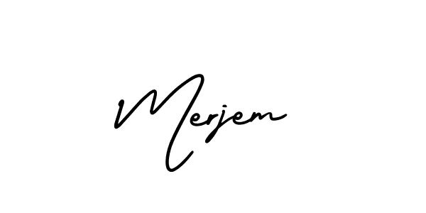 How to make Merjem signature? AmerikaSignatureDemo-Regular is a professional autograph style. Create handwritten signature for Merjem name. Merjem signature style 3 images and pictures png