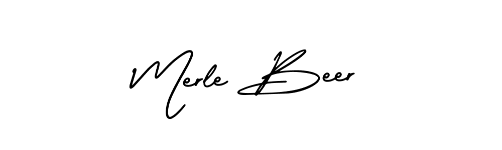 How to make Merle Beer name signature. Use AmerikaSignatureDemo-Regular style for creating short signs online. This is the latest handwritten sign. Merle Beer signature style 3 images and pictures png