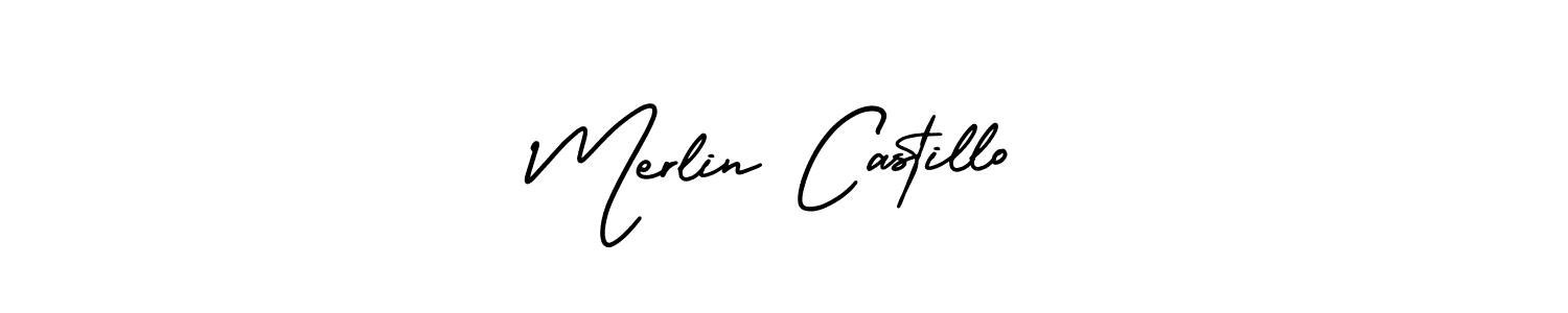 Make a beautiful signature design for name Merlin Castillo. With this signature (AmerikaSignatureDemo-Regular) style, you can create a handwritten signature for free. Merlin Castillo signature style 3 images and pictures png