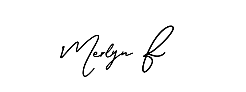 This is the best signature style for the Merlyn F name. Also you like these signature font (AmerikaSignatureDemo-Regular). Mix name signature. Merlyn F signature style 3 images and pictures png