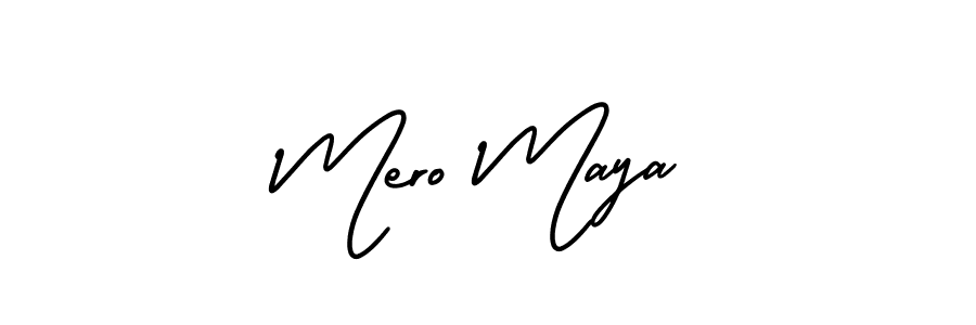 Use a signature maker to create a handwritten signature online. With this signature software, you can design (AmerikaSignatureDemo-Regular) your own signature for name Mero Maya. Mero Maya signature style 3 images and pictures png