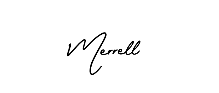 How to make Merrell name signature. Use AmerikaSignatureDemo-Regular style for creating short signs online. This is the latest handwritten sign. Merrell signature style 3 images and pictures png