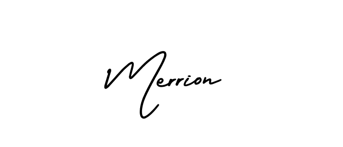 Design your own signature with our free online signature maker. With this signature software, you can create a handwritten (AmerikaSignatureDemo-Regular) signature for name Merrion. Merrion signature style 3 images and pictures png